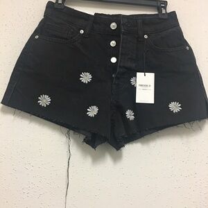 Forever 21 Distressed Black Denim Shorts Womens Size 26